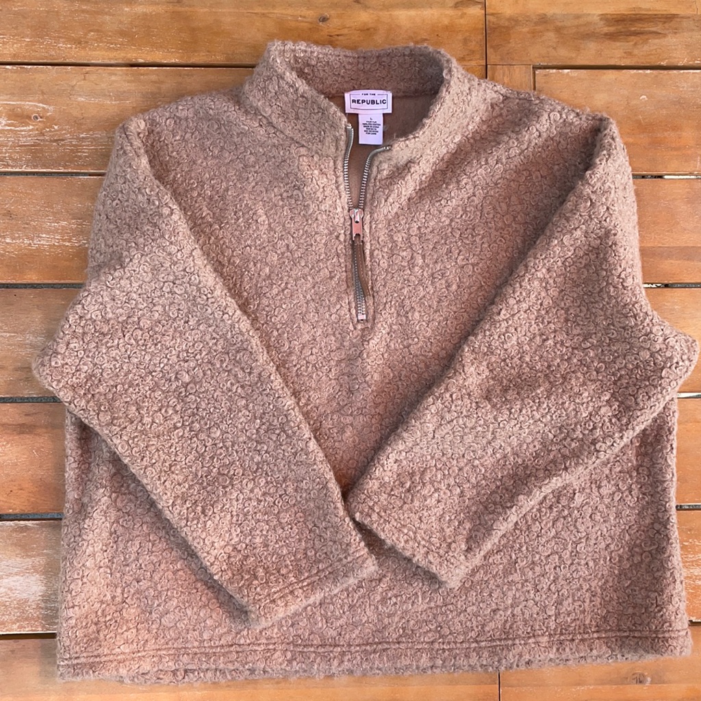 Boucle Zip Front Pullover